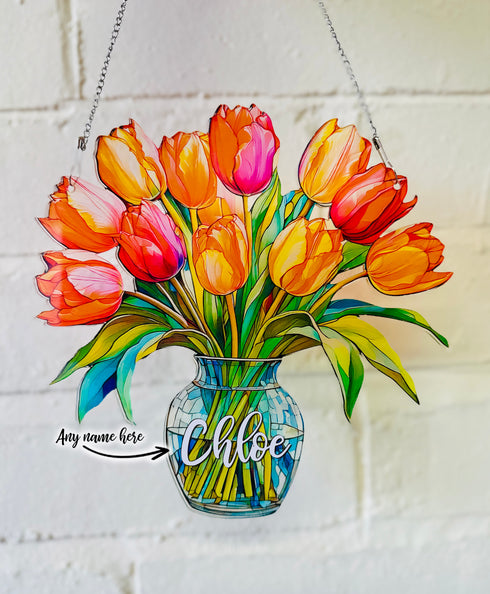 Everlasting Tulips in Vase Personalised